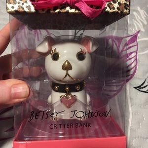 Betsey Johnson White Dog Critter Bank in Box